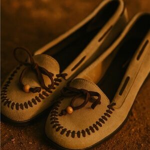 Vtg Something Else from Skechers Tan Leather Suede
Slip-On Moccasin Loafer Shoes